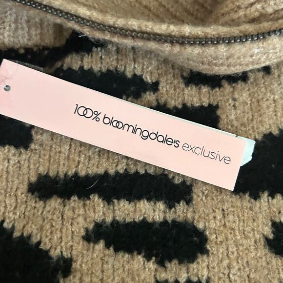 Aqua Bloomingdales Sweater 1/2 Zip Leopard Animal Print SZXXL Brown Black - Picture 9 of 11